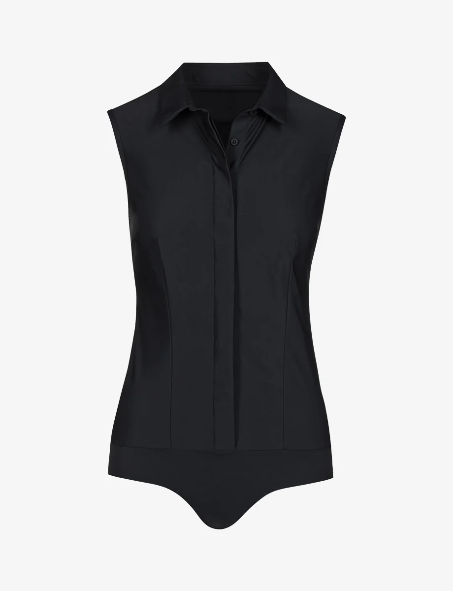 Classic Sleeveless Button Down Bodysuit - Image 14