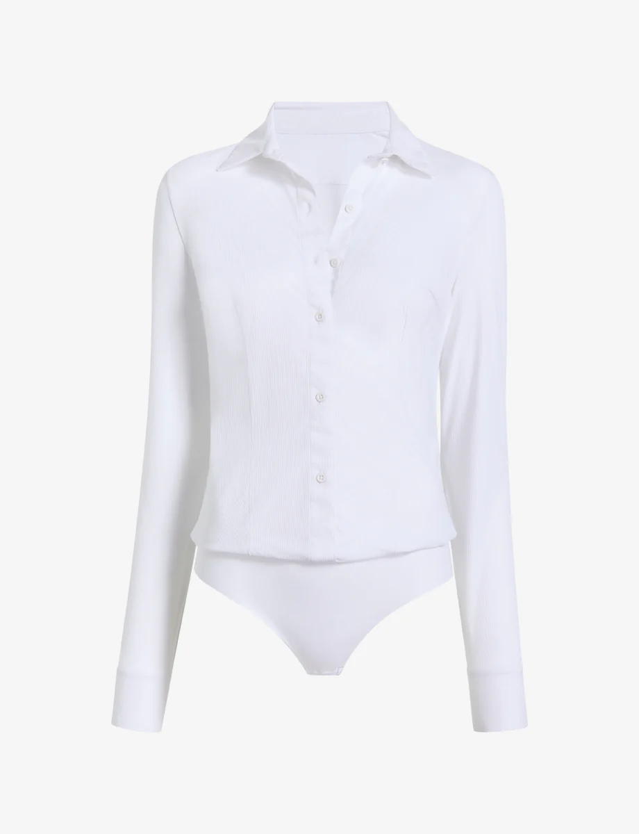 Classic Ribbed Button Down Bodysuit - Image 5