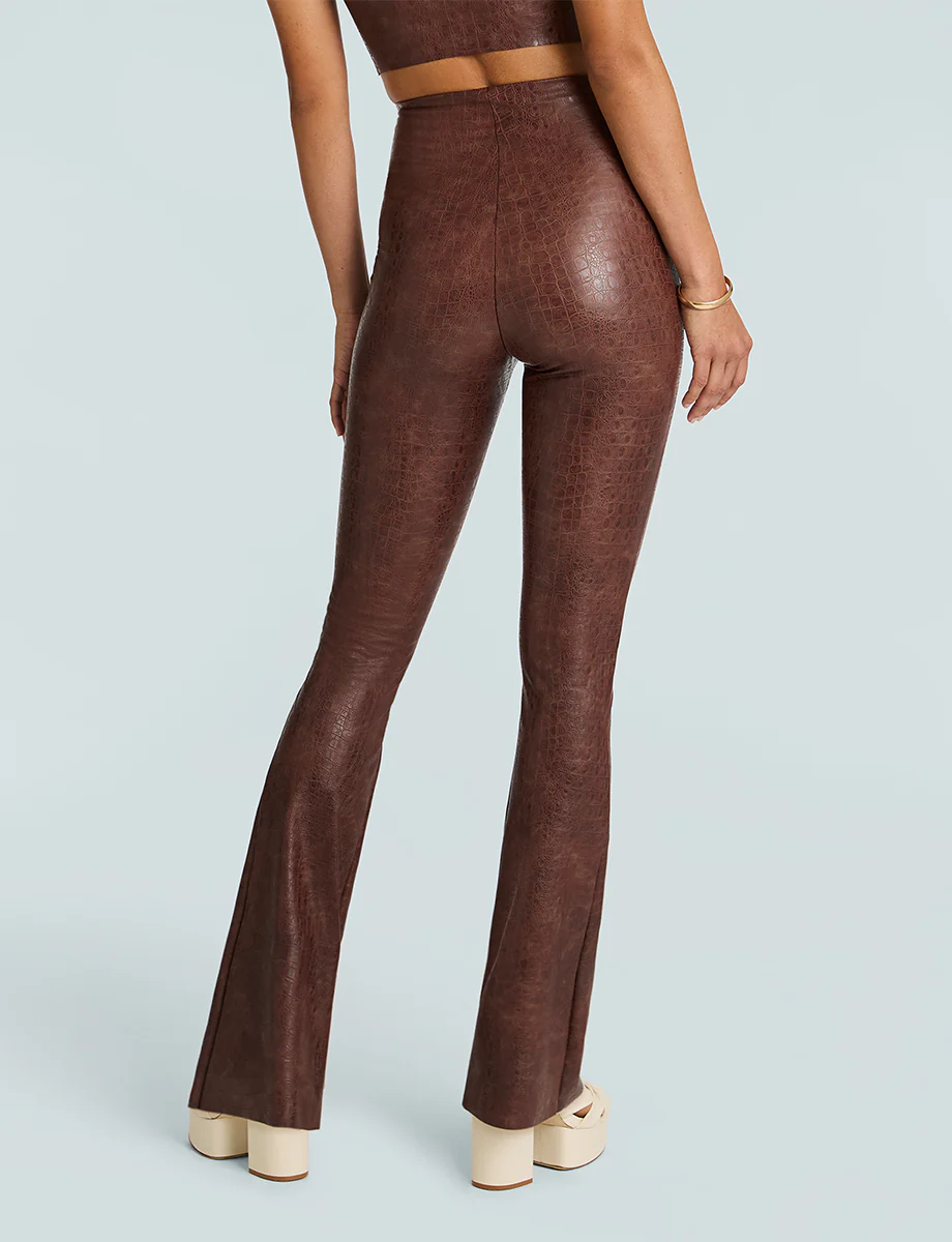 Faux Leather Animal Flared Legging - Image 2