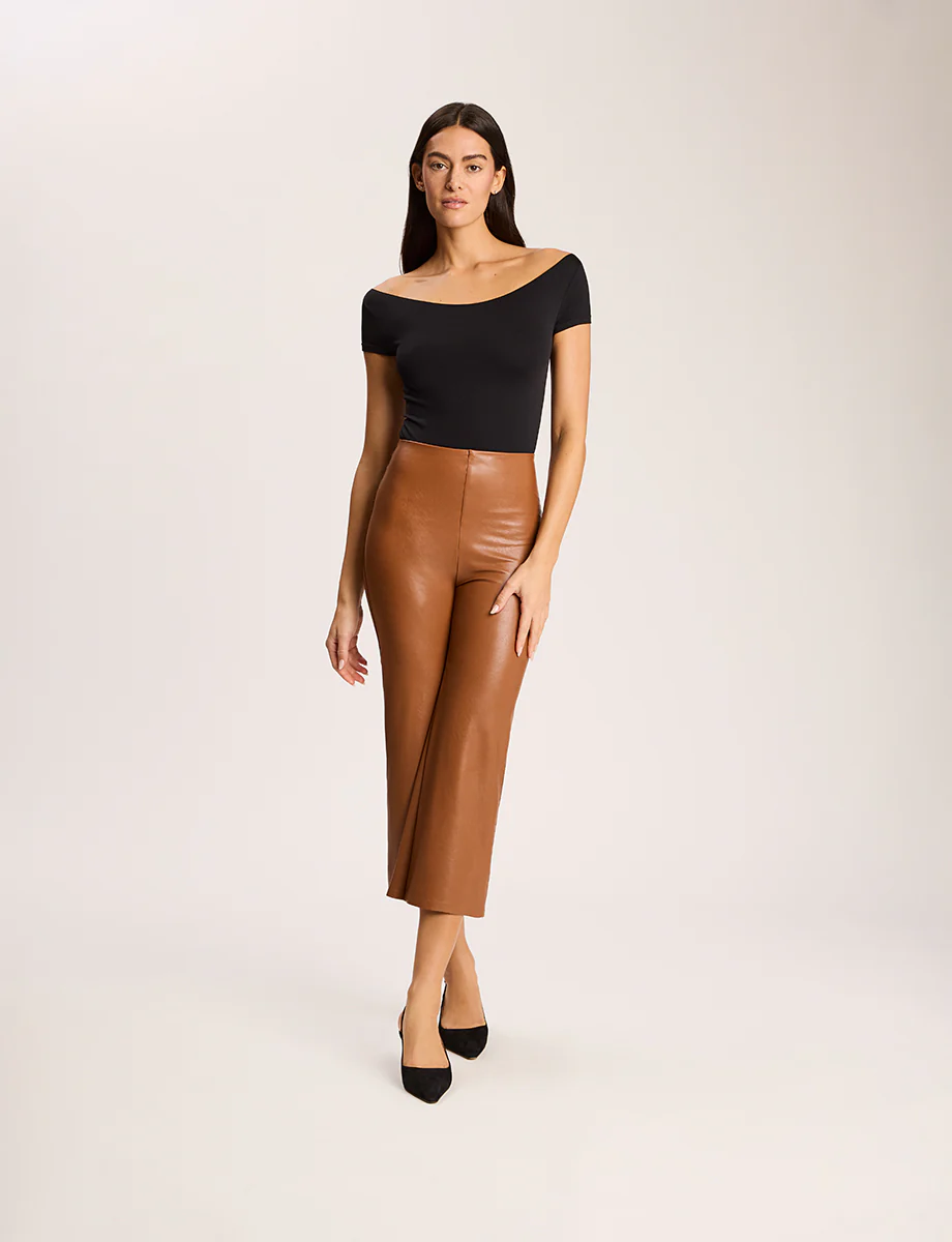 Faux Leather Cropped Wide Leg Pant - Image 7