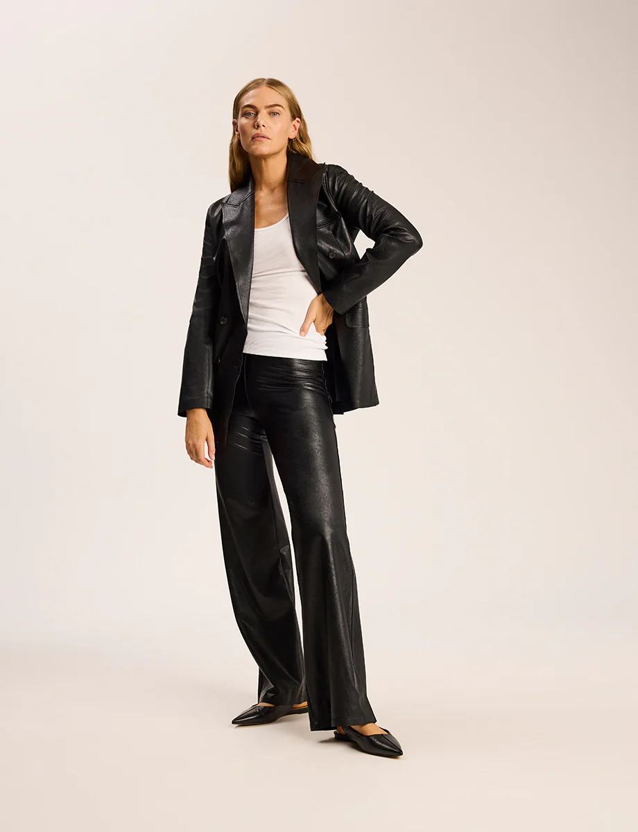 Faux Leather Double-Breasted Jacket - Image 4