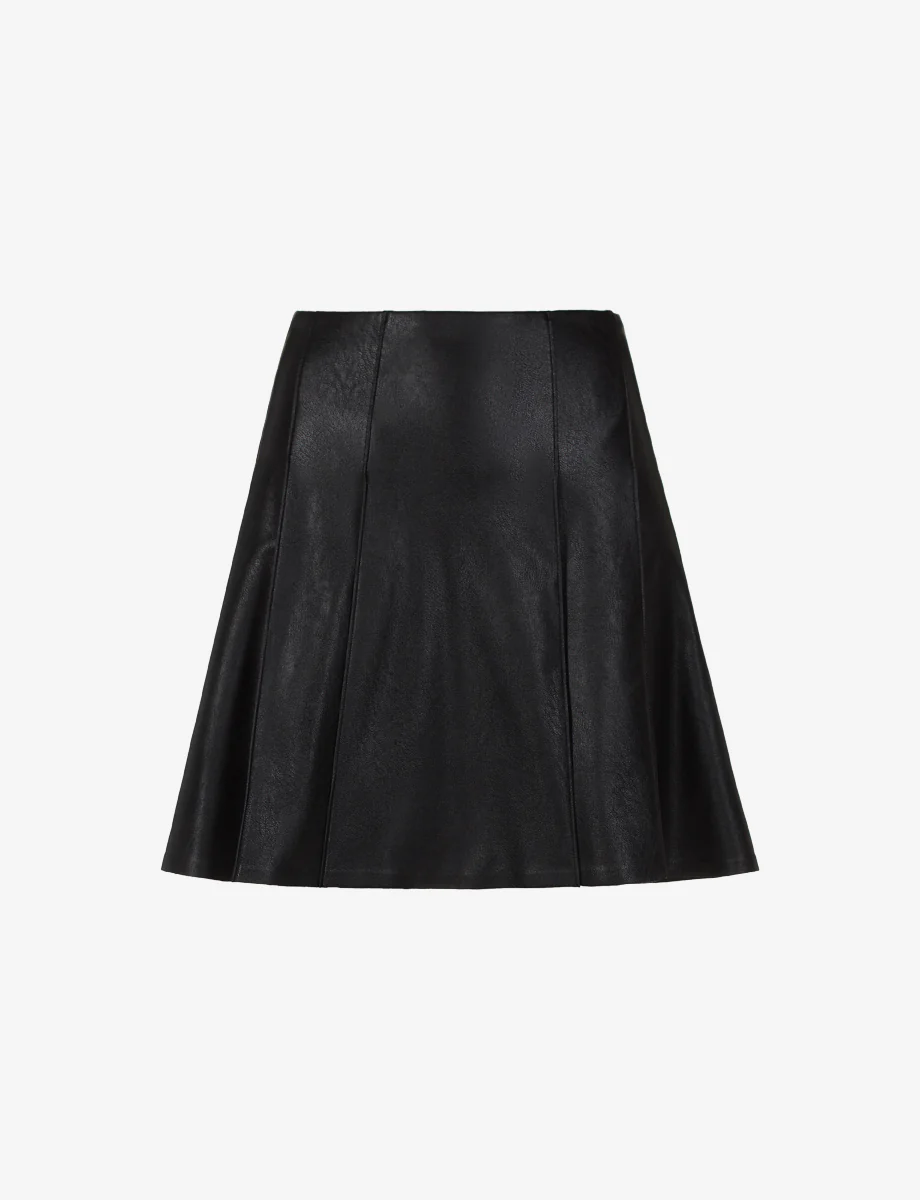 Faux Leather Pleated Mini Skirt - Image 5